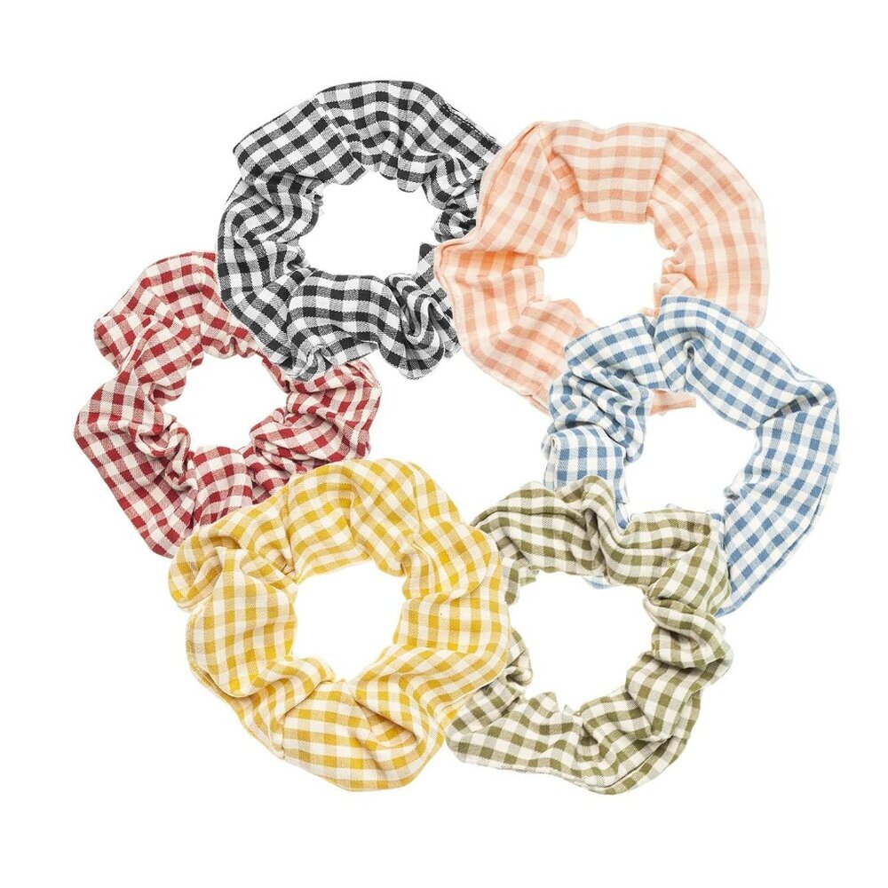 Classic Plaid Hair Scrunchies for Women, 6PCS Bandana Scrunchy Hair Ties, Scrunc